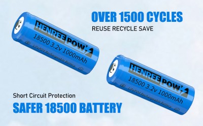 ہنریپو 18500 ریچارج ایبل بیٹری ، 3.2V LIFEPO4 لتیم فاسفیٹ بیٹری 1000mah آؤٹ ڈور GAR کے لئے